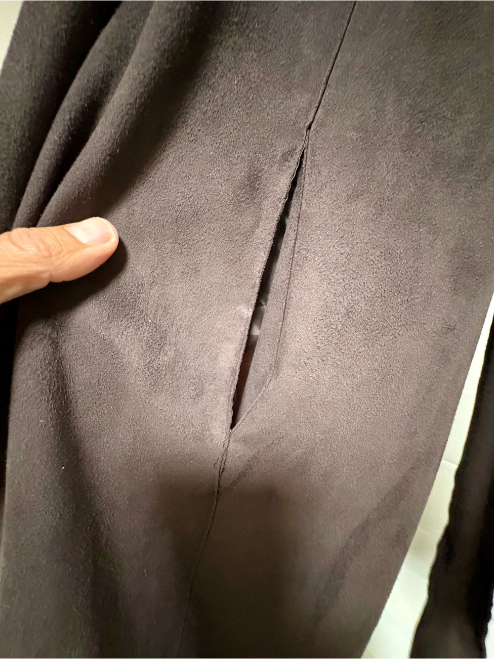 Halogen Brown Suede-Look Open Front Robe Jacket - Picture 5 of 7
